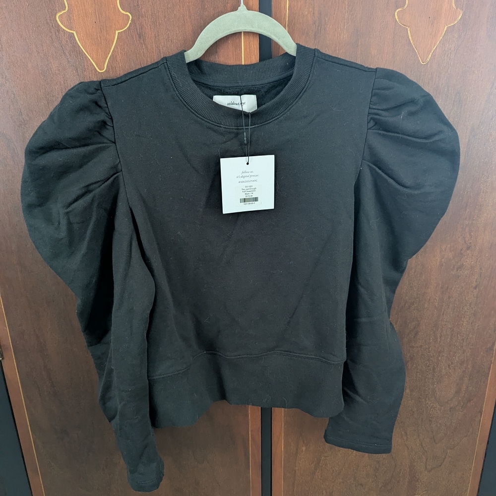 Black Puff Sleeve Sweatshirt